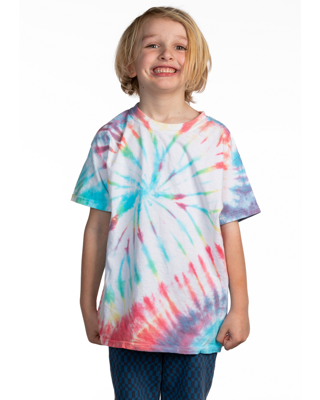 Dyenomite 200MS Multi-Color Spiral Short Sleeve T-Shirt - Dayglo - M