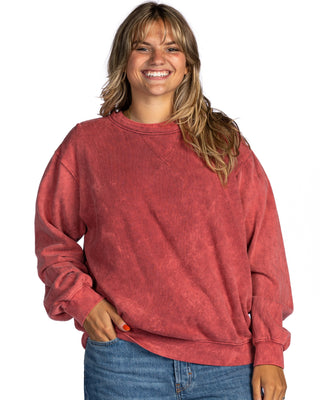 Dyenomite Deal - Mineral Wash Premium Fleece Crew Sweatshirt - Crimson