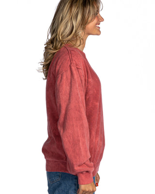 Dyenomite Deal - Mineral Wash Premium Fleece Crew Sweatshirt - Crimson