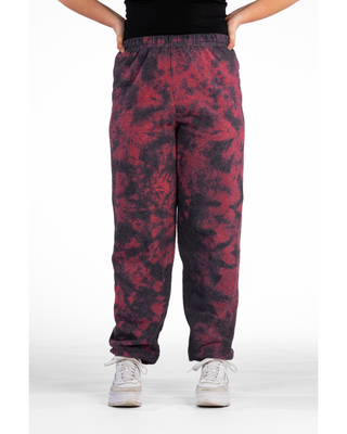 Crystal Dye Essential Fleece Sweatpants Black Red
