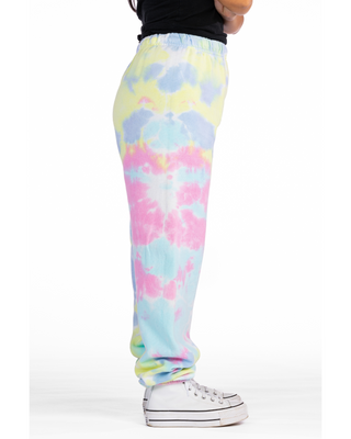 Dyenomite Deal - Dream Cloud Dye Essential Fleece Sweatpants - Pastel Rainbow