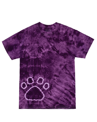 Tie Dye Paw Print Tee - Purple - Youth
