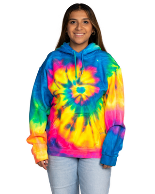 FLEECE SHOP - Tie Dye Premium Fleece Hoodie - Flo Rainbow Spiral