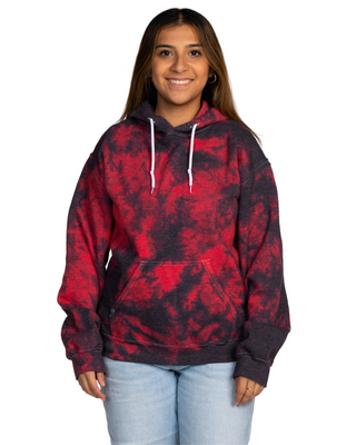 Crystal Dye Essential Fleece Hoodie Black Red