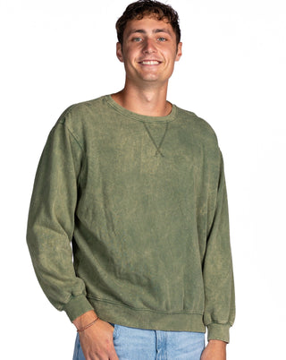 Dyenomite Deal - Mineral Wash Premium Fleece Crew Sweatshirt - Kale