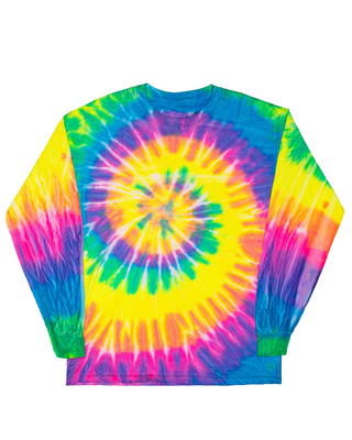 Tie Dye Long Sleeve Tee - Flo Rainbow Spiral