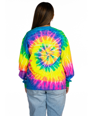 Tie Dye Long Sleeve Tee - Flo Rainbow Spiral