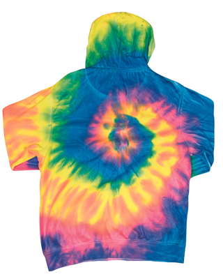 Tie Dye Premium Fleece Hoodie - Flo Rainbow Spiral - Youth
