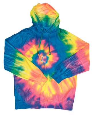 Tie Dye Premium Fleece Hoodie - Flo Rainbow Spiral - Youth