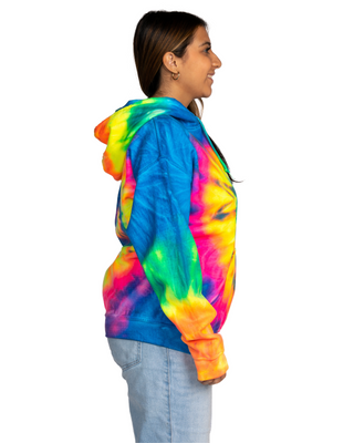 FLEECE SHOP - Tie Dye Premium Fleece Hoodie - Flo Rainbow Spiral