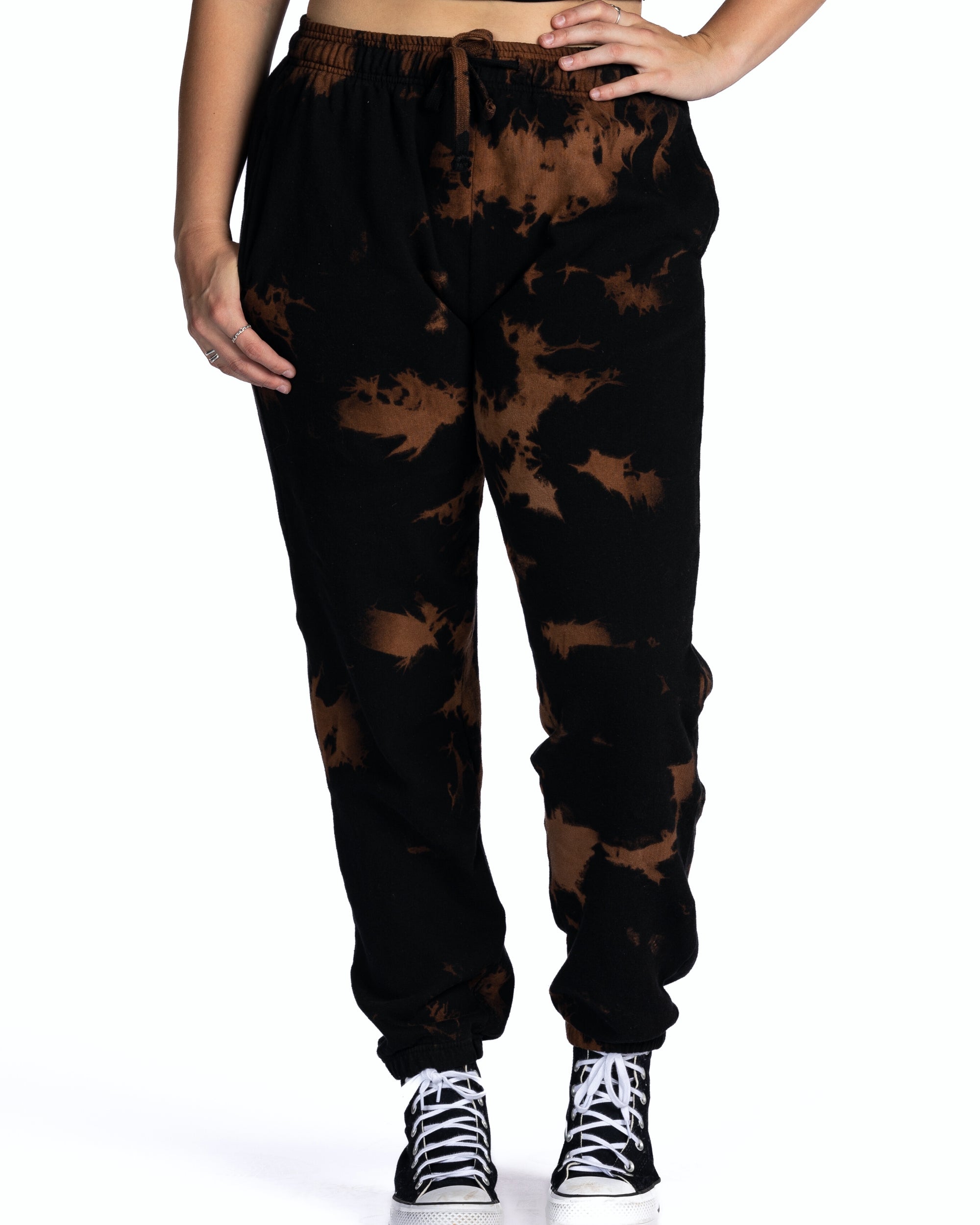 Reverse Tie Black Bleach Tie Dye Sweatpants Reverse Tie Dye
