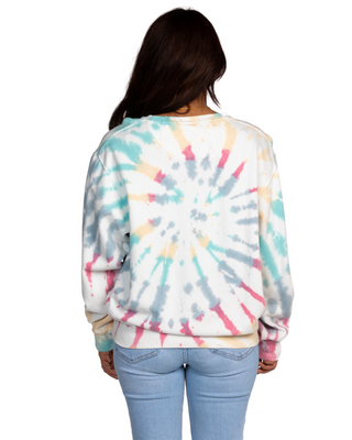 FLEECE SHOP Tie Dye Premium Fleece Crew - Wanderlust Spiral