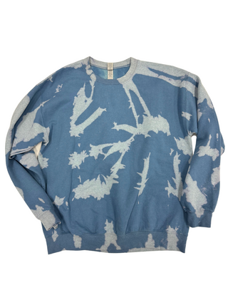 Bleach Wash Essential Fleece Crew Sweatshirt Blue Gobi