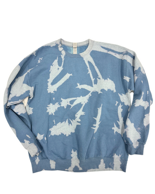 Bleach Wash Essential Fleece Crew Sweatshirt - Blue Gobi