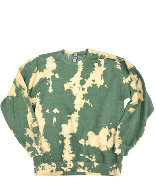 Bleach Wash Essential Fleece Crew Sweatshirt - Green Gobi