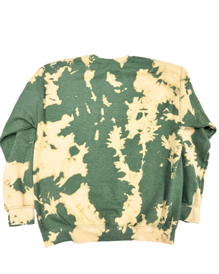 Bleach Wash Essential Fleece Crew Sweatshirt - Green Gobi