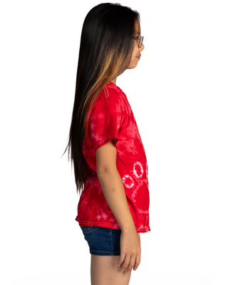Tie Dye Paw Print Tee - Red - Youth