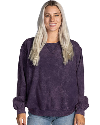 Dyenomite Deal - Mineral Wash Premium Fleece Crew Sweatshirt - Aubergine