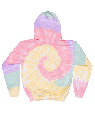 Tie Dye Essential Fleece Hoodie - Hazy Rainbow Spiral - Youth