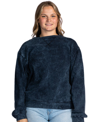 Dyenomite Deal - Mineral Wash Premium Fleece Crew Sweatshirt - Midnight