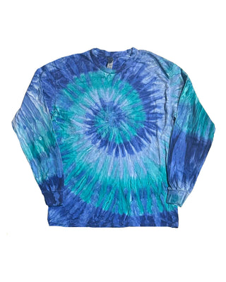 TEE SHOP - Blue Ripple Spiral Tie Dye Long Sleeve Tee