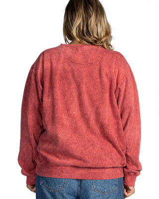 Mineral Wash Premium Fleece Crew Sweatshirt - Crimson