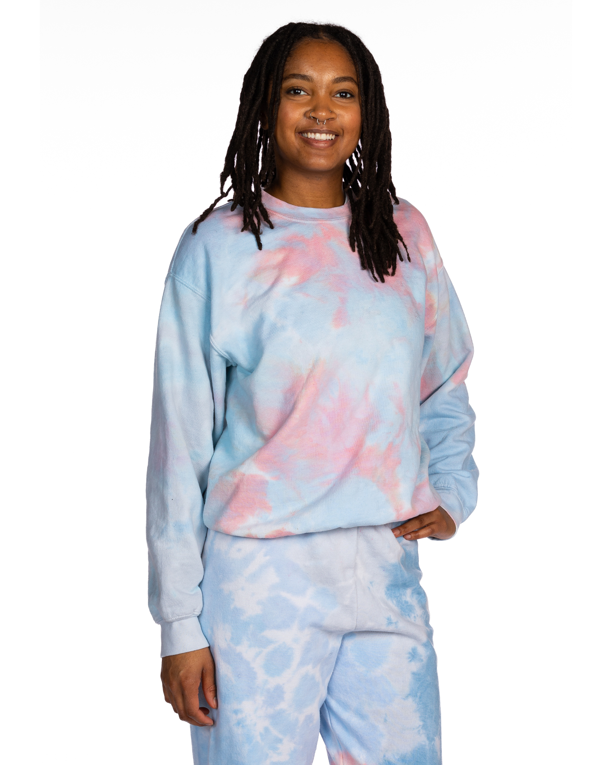 Pink tie dye discount sweatshirt and sweatpants